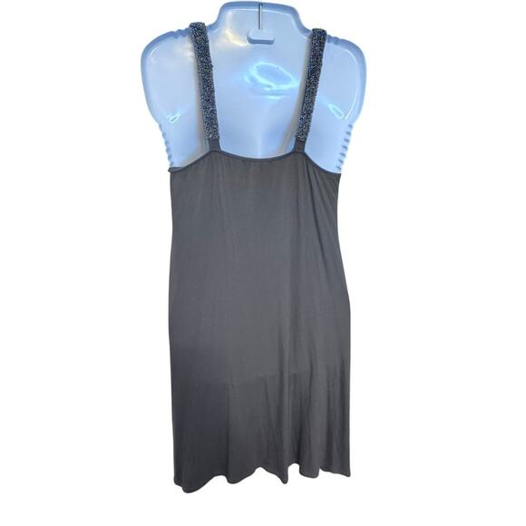 New VERTIGO PARIS Brown Sleeveless Dress Beaded Straps Knot Front Jersey Sz L - Picture 9 of 15